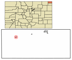Location of Sedgwick in Sedgwick County, Colorado.