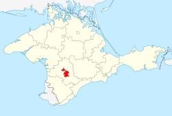 Simferopol (red) on a map of Crimea.