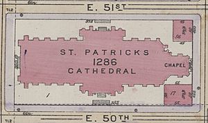 St. Patricks Cathedral map in 1916, from- Bromley Manhattan Plate 078 publ. 1916 (cropped)