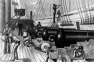 StateLibQld 1 16146 Gun deck of H.M.S. Wolverene, 1881