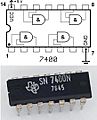 TexasInstruments 7400 chip, view and element placement