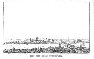 The City of London from Southwark in Elizabethan times