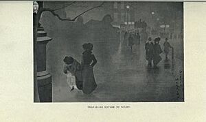 Trafalgar Square at Night 1907