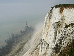 View of lighthouse along coast path, just west of Beachy Head - geograph.org.uk - 931849.jpg