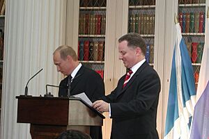 Vladimir Putin, President of Russia with First Minister of Scotland, Jack McConnell