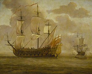 Willem van de Velde I (1611-1693) - HMS 'Woolwich' before a Light Breeze - BHC3732 - Royal Museums Greenwich.jpg