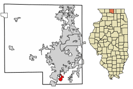 Location of New Milford in Winnebago County, Illinois.