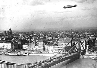 Zeppelin above Budapest in 1931