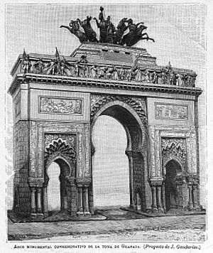 1892-11-06, La Ilustración Nacional, Arco monumental conmemorativo de la toma de Granada, proyecto de Justo Gandarias