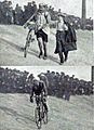Arrivée du tour des Flandres 1919, en haut premier Henri Van Lerberghe, en bas deuxième Lucien Buysse