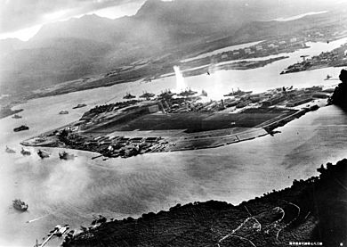 Attack on Pearl Harbor Japanese planes view