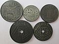 Belgium zinc coins World War II 1940s