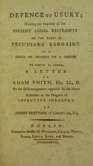 Bentham - Defence of usury, 1788 - 5231094