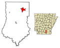 Bradley County Arkansas Incorporated and Unincorporated areas Warren Highlighted 0573310