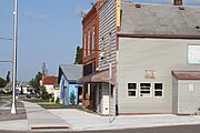 Businesses, Lake County Scenic Byway at Graceson Avenue, south side, Akeley, Minnesota