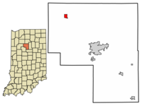 Location of Royal Center in Cass County, Indiana.