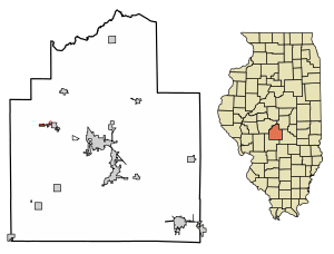 Location of Tovey in Christian County, Illinois.
