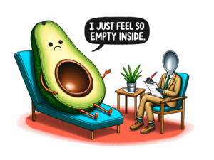 DALL-E 3 AI image of an avocado speaking