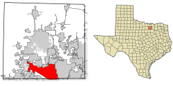 Location of Flower Mound in Denton County, Texas