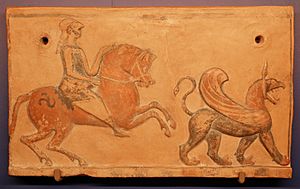 Frigia, placca con cavaliere e grifone, 600-550 ac ca