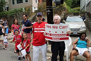 Hector Rodriguez and Frank Kameny at a DC Statehood Rally on July 4, 2011