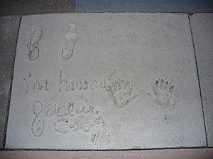 The handprints of Jackie Cooper in front of The Great Movie Ride at Walt Disney World's Disney's Hollywood Studios theme park