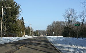 Looking east at the sign for Little Hope