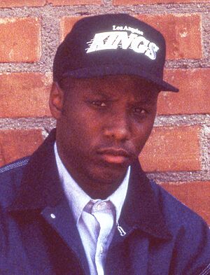 MC Ren of NWA Los Angeles 1990 photographed by Ithaka Darin Pappas (cropped).jpg
