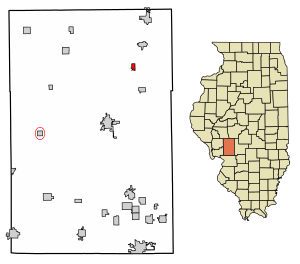 Location of Nilwood in Macoupin County, Illinois.