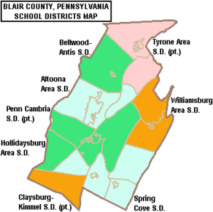 Map of Blair County Pennsylvania School Districts