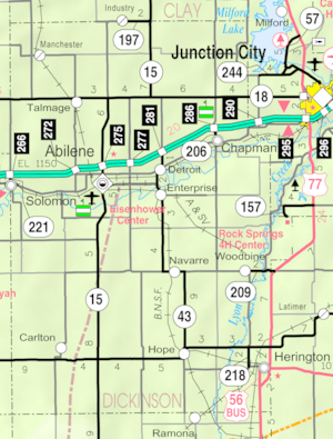 KDOT map of Dickinson County (legend)
