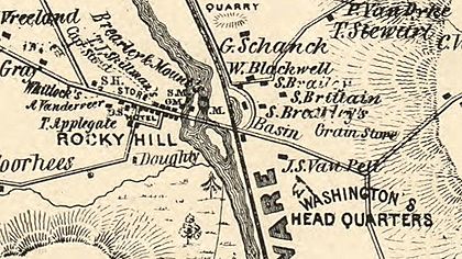 Map of Somerset County, New Jersey - Rocky Hill detail, 1850