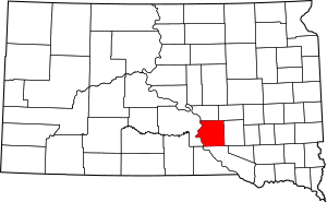 Map of South Dakota highlighting Brule County