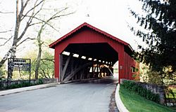 The covered bridge on the Messiah College campus in Grantham