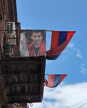 Mkhitaryan poster Yerevan balcony
