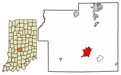 Location of Martinsville in Morgan County, Indiana