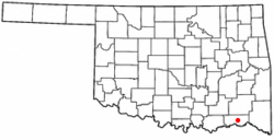 Location of Hugo, Oklahoma