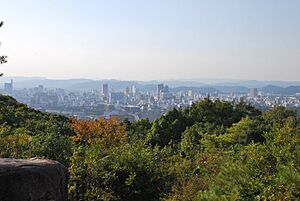 Okayama city view from Sankunjinja remains