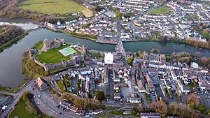 Pembroke Castle and Main Street, Pembrokeshire, Wales.jpg
