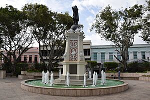 Plaza Colón with statue - Mayagüez Puerto Rico
