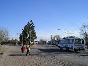 Rutini Square and bus 170 on Urquiza Road