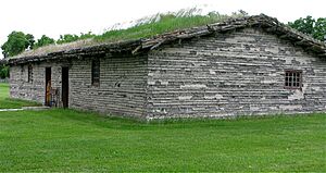 Reconstructed Blacksmith shop made of sod