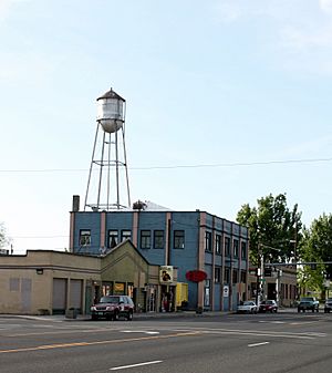 Buildings and water tower in Stanfield