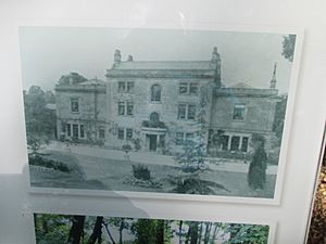 Tourist sign at Silver Street Nature Reserve, showing photograph of Norton House