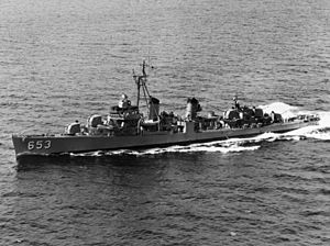 USS Knapp (DD-653) underway in 1955