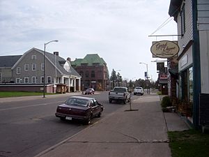 The main street (Bayfield Street / WIS 13) in downtown Washburn