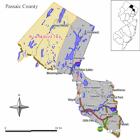 Map of West Milford Township in Passaic County. Inset shows Passaic County's location in New Jersey