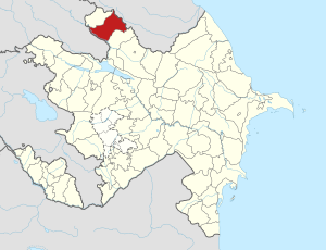 Map of Azerbaijan showing Zaqatala District