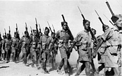 20th Battalion infantry marching in Baggush, Egypt, September 1941.jpg