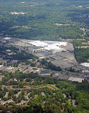 Aerial of the Eastland neighborhood. The mall in the foreground was demolished in 2014.